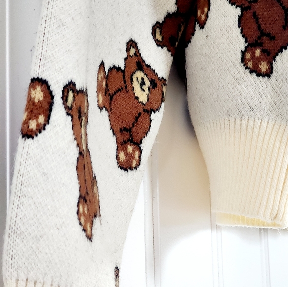 Woman winter cozy crew neck knit sweaters with teddy bear print soft warm XL - Picture 6 of 7